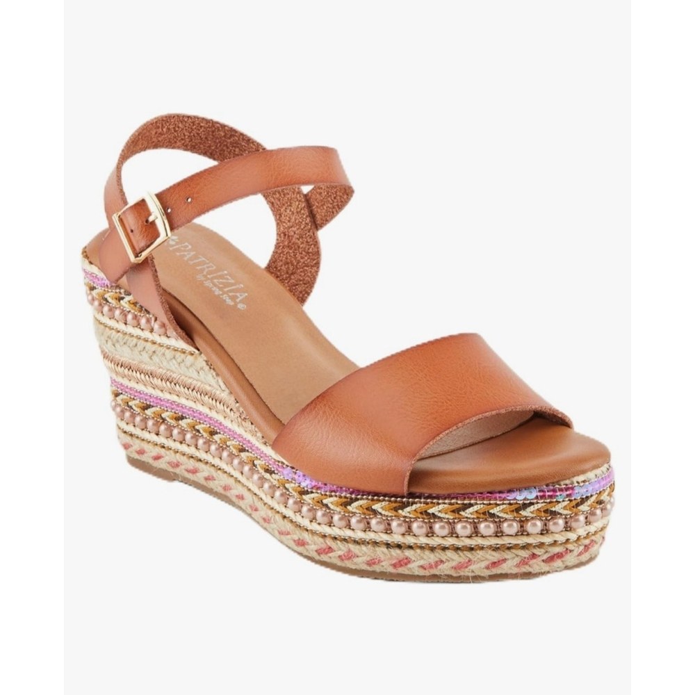 Patrizia Tisch Woven Pink Fushia Wedge Espadrille Sandal US 9.5 EU41 Cognac - Picture 2 of 9